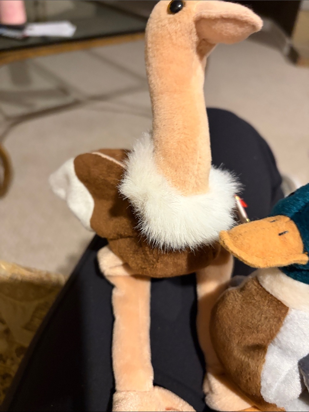 Ty Brown & Cream Plush Ostrich Neck Pillow Buddy